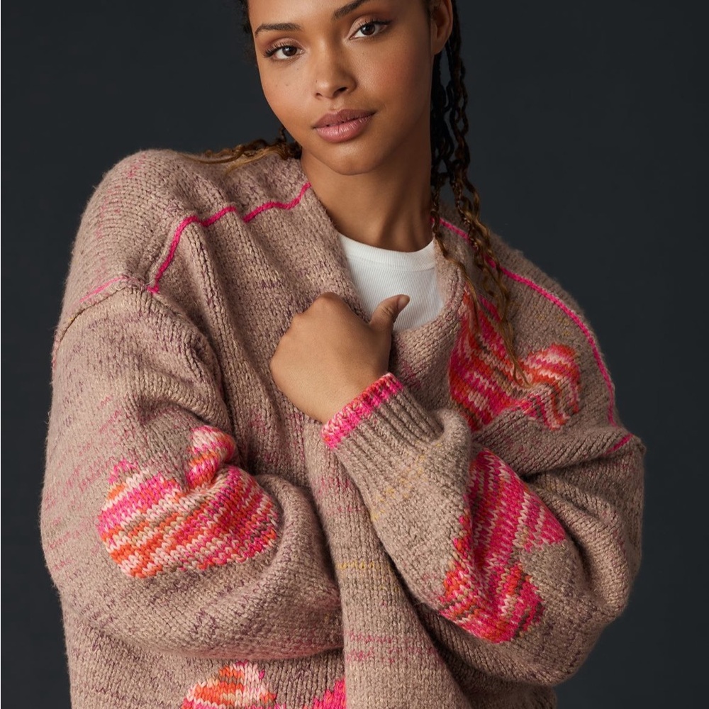Anthropologie Daily Practice Heart Cardigan